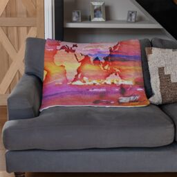 Benjamin Tate Design Painty Map Blanket in Natural - Size: 120 cm x 150 cm - thumbnail 2