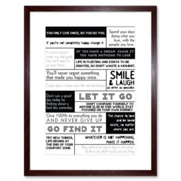 "Artery8 Wall Art Print Motivational Manifesto Advice Typography Grid Framed in Brown - Size: W7"" x H9""" - thumbnail 1