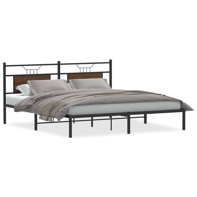 Berkfield Home Bed Frame without Mattress Brown Oak 183x203 cm Engineered Wood - image 1