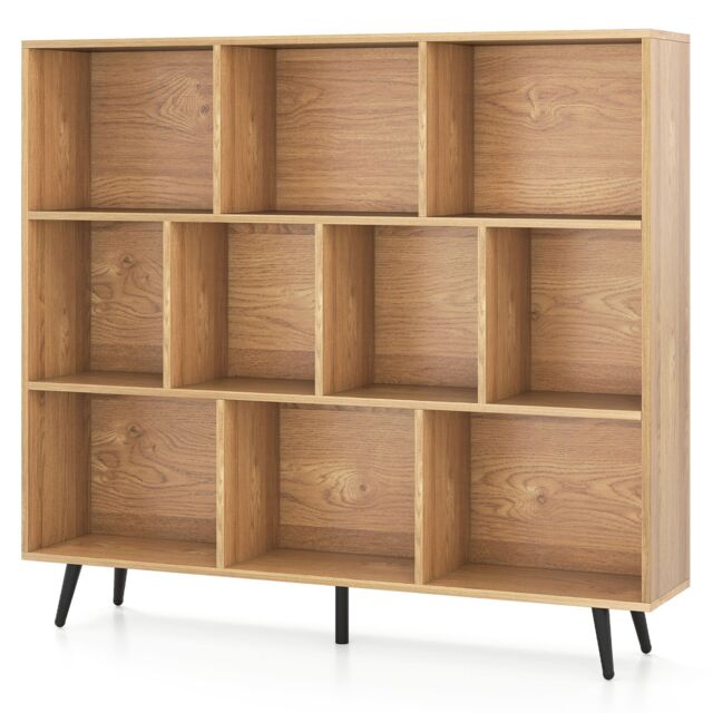 Gymax 10-Cube Bookcase Mid Century Modern Storage Organizer in Light Khaki - image 1