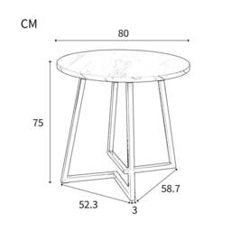 VOGREX Round Marble Effects Dining Table with Gold Metal Legs for 4 People in White - thumbnail 2