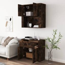 Berkfield Home Highboard Smoked Oak Engineered Wood in Brown - thumbnail 5