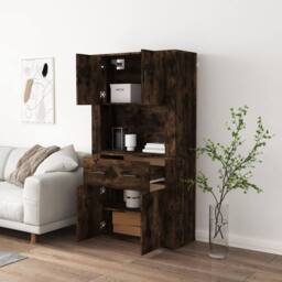 Berkfield Home Highboard Smoked Oak Engineered Wood in Brown - thumbnail 3