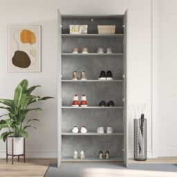 Berkfield Home Shoe Cabinet Concrete grey Engineered Wood Shoe Cabinet - thumbnail 4