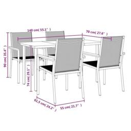Berkfield Home Beautiful 5 Piece Garden Dining Set Black Textilene & Steel - thumbnail 9