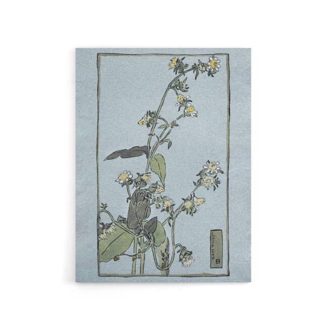 "Artery8 Leaf Cup Floral Painting Canvas Wall Art Print Overbeck in Blue - Size: W18"" x H24""" - image 1