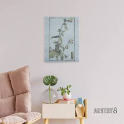 "Artery8 Leaf Cup Floral Painting Canvas Wall Art Print Overbeck in Blue - Size: W18"" x H24""" - thumbnail 3