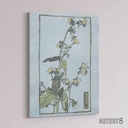 "Artery8 Leaf Cup Floral Painting Canvas Wall Art Print Overbeck in Blue - Size: W18"" x H24""" - thumbnail 2