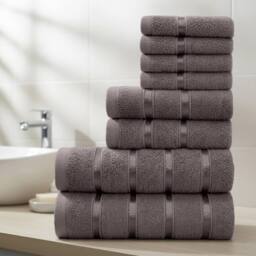 Smart Living Luxury 100% Cotton 8 Piece Super Soft Bathroom Towel Bale Set in Grey