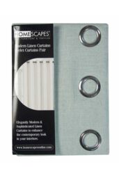 Homescapes Linen Eyelet Lined Curtain Pair in Duck Egg Blue - Size: 228 cm width x 183 cm drop - thumbnail 5