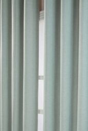 Homescapes Linen Eyelet Lined Curtain Pair in Duck Egg Blue - Size: 228 cm width x 183 cm drop - thumbnail 3