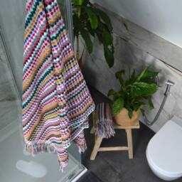 Allure Bath Fashions Popcorn Textured Tasselled Bath Towels - 100% Repurposed Cotton - thumbnail 2