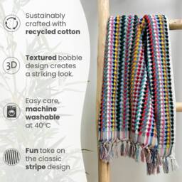 Allure Bath Fashions Popcorn Textured Tasselled Bath Towels - 100% Repurposed Cotton - thumbnail 4