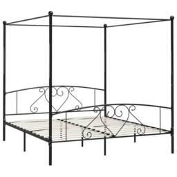 Berkfield Home Elegant Canopy Bed Frame Black Metal 200x200 cm - thumbnail 3