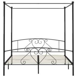 Berkfield Home Elegant Canopy Bed Frame Black Metal 200x200 cm - thumbnail 1