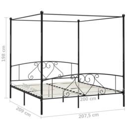 Berkfield Home Elegant Canopy Bed Frame Black Metal 200x200 cm - thumbnail 5