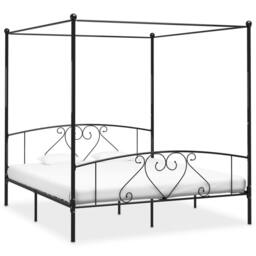 Berkfield Home Elegant Canopy Bed Frame Black Metal 200x200 cm - thumbnail 2