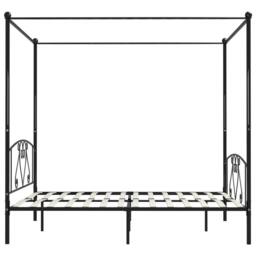 Berkfield Home Elegant Canopy Bed Frame Black Metal 200x200 cm - thumbnail 4