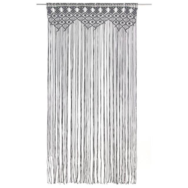 Berkfield Home Macrame Curtain Anthracite 140x240 cm Cotton in Dark Grey - image 1