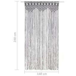 Berkfield Home Macrame Curtain Anthracite 140x240 cm Cotton in Dark Grey - thumbnail 5