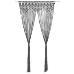 Berkfield Home Macrame Curtain Anthracite 140x240 cm Cotton in Dark Grey - thumbnail 2
