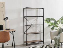 FurnitureboxUK Ashton Industrial Black Metal Box Shelf Unit With 5 Scratch Resistant Melamine Coated Shelves Supporting 10KG Each in Brown - thumbnail 3