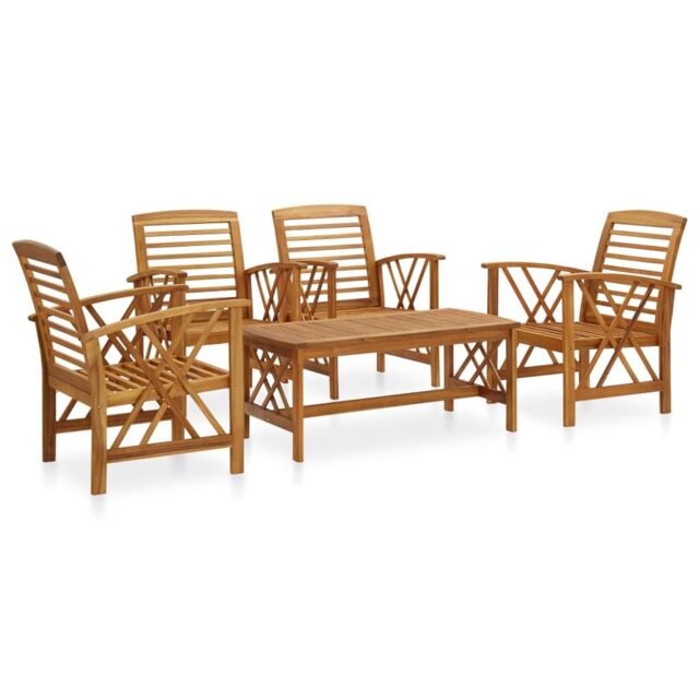 Berkfield Home 5 Piece Garden Lounge Set Solid Acacia Wood in Brown - image 1