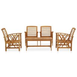 Berkfield Home 5 Piece Garden Lounge Set Solid Acacia Wood in Brown - thumbnail 2