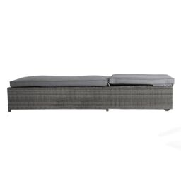 Charles Bentley Garden Waterproof Reclining Rattan Sun Lounger in Grey - thumbnail 4