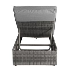 Charles Bentley Garden Waterproof Reclining Rattan Sun Lounger in Grey - thumbnail 5