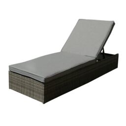 Charles Bentley Garden Waterproof Reclining Rattan Sun Lounger in Grey - thumbnail 1