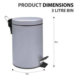 EONLION 3 LITRE SMALL PEDAL BIN in Grey - Size: 100 cm - thumbnail 2