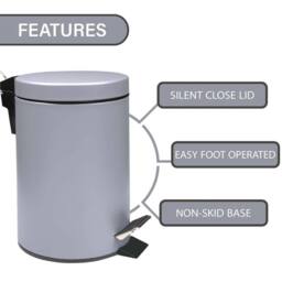 EONLION 3 LITRE SMALL PEDAL BIN in Grey - Size: 100 cm - thumbnail 3