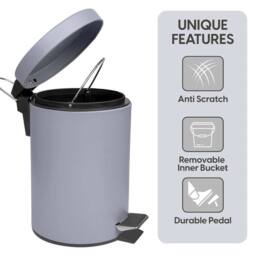 EONLION 3 LITRE SMALL PEDAL BIN in Grey - Size: 100 cm - thumbnail 4