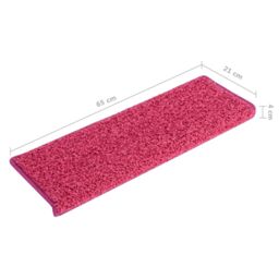 Berkfield Home Carpet Stair Treads 15 pcs 65x21x4 cm Pink - Size: Medium - thumbnail 6