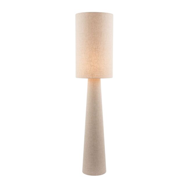 Happy Homewares Modern Natural Oatmeal Linen Floor Lamp with Fabric Shade & Base - image 1