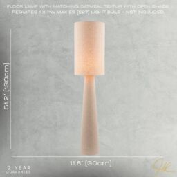 Happy Homewares Modern Natural Oatmeal Linen Floor Lamp with Fabric Shade & Base - thumbnail 7