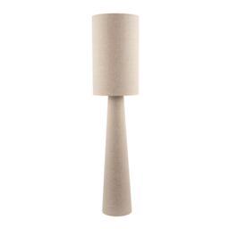 Happy Homewares Modern Natural Oatmeal Linen Floor Lamp with Fabric Shade & Base - thumbnail 2