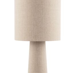 Happy Homewares Modern Natural Oatmeal Linen Floor Lamp with Fabric Shade & Base - thumbnail 4