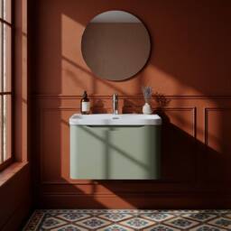 Balterley Arch Wall Hung 1-Drawer Bathroom Vanity, Ceramic Basin, Green, 600mm in Green - thumbnail 6