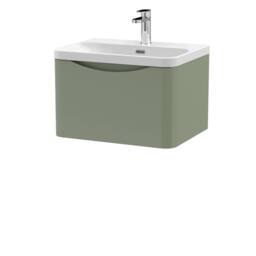 Balterley Arch Wall Hung 1-Drawer Bathroom Vanity, Ceramic Basin, Green, 600mm in Green
