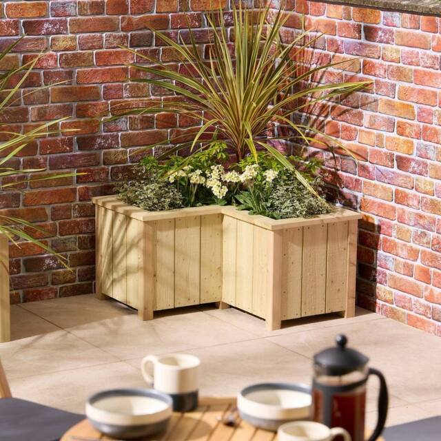 Rowlinsons Signature Heritage Corner Planter - Timber - L78.5 x W78.5 x H42 cm in Light Brown - image 1