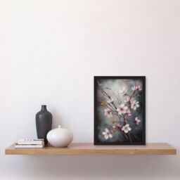 Artery8 Wall Art Print Cherry Blossom Tree Branch Soft Pastel Painting Pink Grey Elegant Detail Bloom Nature Colourful Bright Floral Modern Artwork - thumbnail 4