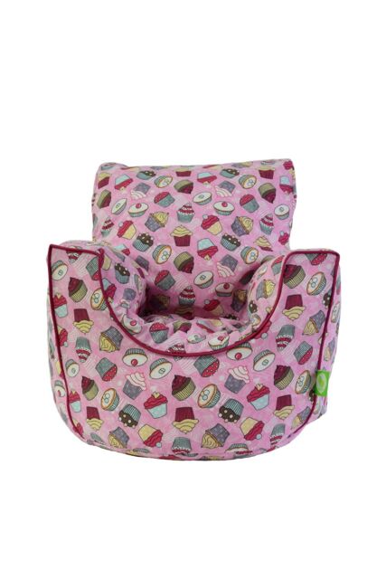 Bean Lazy Girl's Cotton Pink Cupcake Bean Bag Arm Chair Toddler Size - Size: Small - image 1