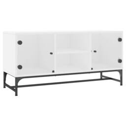 Berkfield Home TV Cabinet with Glass Doors White 102x37x50 cm - Size: 102 x 37 x 50 cm - thumbnail 1