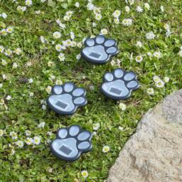 mysmartbuy Set of 4 Solar Powered Paw Print Design Garden Stake Lights in Black - thumbnail 2