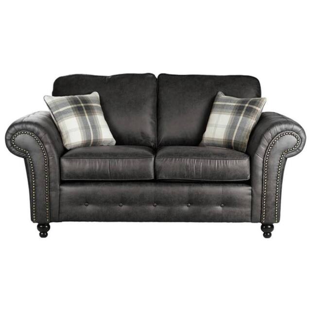LUXURY LIFE Oakland Suede Fabric 2 Seater Sofa in Charcoal