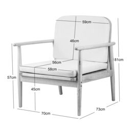 Nordlys Scandinavian Lounge Armchair with Wooden Frame & Fabric in White - thumbnail 5