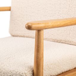 Nordlys Scandinavian Lounge Armchair with Wooden Frame & Fabric in White - thumbnail 9
