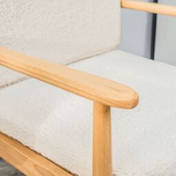Nordlys Scandinavian Lounge Armchair with Wooden Frame & Fabric in White - thumbnail 4